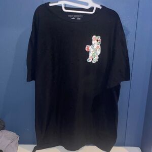 Riot Society Black Mens Tee with Bear and  Palm Graphics